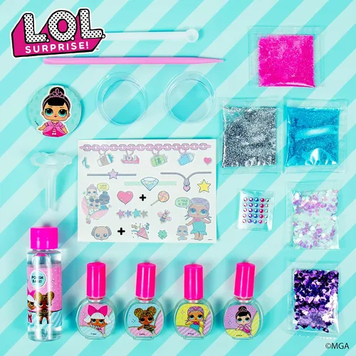 Vista 4 de L.O.L. Sorpresa Arte de uñas confeti por Horizon Group USA, Haz esmaltes de uñas personalizados DIY. Añade tatuajes, purpurina, gemas y más.