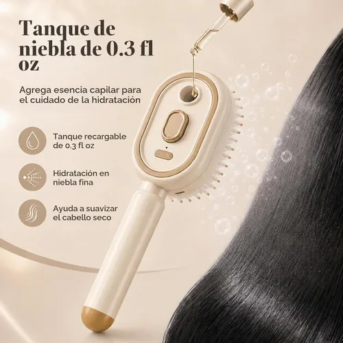 Vista 2 de Cepillo de pelo de vapor, cepillo antiestático recargable con cojín de aire