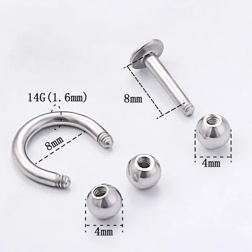 Vista 4 de Kridzisw 24 piezas 14G acero quirúrgico herradura nariz aros septum pezón lengua ombligo anillo piercing joyería para mujeres hombres 0315in 0394in