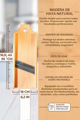 Vista 2 de Trituradora de repollo de madera para ensalada de col (16.9 x 6.2 pulgadas) - Rallador de repollo resistente para ensalada y chucrut - Cortador