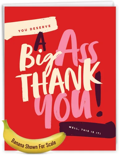 Vista 8 de NobleWorks - Tarjeta de papel de agradecimiento grande y divertida de 8.5 x 11 pulgadas con sobre (paquete de 1) Jumbo Big Ass Thank You J6399TYG