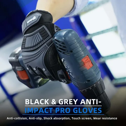 Vista 7 de ANDANDA Guantes de trabajo resistentes para hombre, guantes de trabajo antiimpacto, TPR antivibración, antideslizantes, aptos para pantalla táctil