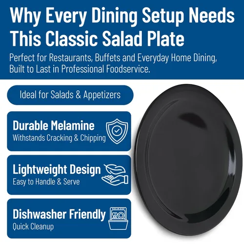 Vista 3 de Carlisle FoodService Products Dallas Ware - Plato de ensalada de plástico reutilizable con borde para bufés, hogar y restaurantes, melamina, 7.25