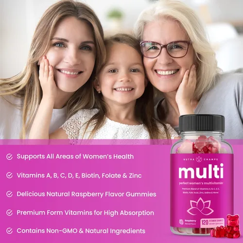 Vista 7 de NutraChamps Gomitas de biotina y gomitas multivitamínicas para mujer