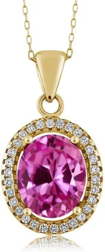 Vista 91 de Gem Stone King Collar con colgante de plata chapada en oro amarillo de 18 quilates de 0.433 x 0.354 in con piedra natal ovalada para mujer
