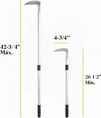 Vista 2 de Hoz de deshierbe con mango largo ajustable (26-1/2 a 42-3/4 pulgadas), acero inoxidable japonés, fabricado en Japón, herramienta telescópica