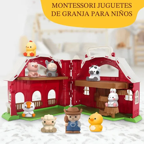 Vista 5 de SpringFlower Juguetes para Niños Pequeños de 1 2 3 Años de Edad Niños y Niñas, Juguete de Granero Grande con Animales de Granja, Juguetes Educativos