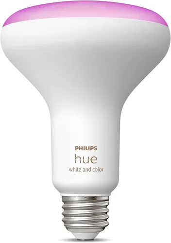 Vista 2 de Philips Hue Bombilla LED inteligente BR30 de 85 W, luz que cambia de color blanco y de color, paquete de 2 unidades, 1200 lúmenes, E26