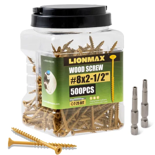 Vista 14 de LIONMAX Tornillos de cubierta de 1-1/4 pulgadas, tornillos para madera #8 x 1-1/4 pulgadas, 100 unidades, resistentes a la corrosión, revestimiento