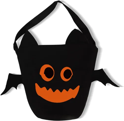 Vista 9 de Cubo de Halloween para truco o trato para niños, cesta espeluznante de murciélagos y caramelos, multiusos, portátil, reutilizable, cubo de golosinas