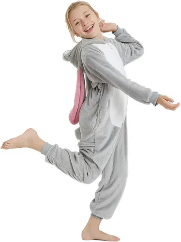Vista 5 de ABENCA Pijama de conejo de Pascua para niñas, disfraz de animal de una pieza para Halloween, Navidad, cosplay