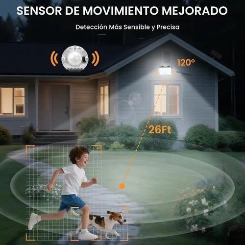 Vista 5 de LumiZen Luces solares para exteriores, control remoto, luces solares con sensor de movimiento con 3 modos, iluminación de inundación impermeable