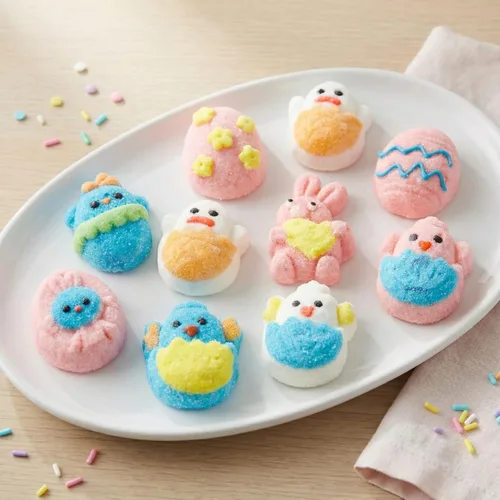 Vista 9 de Gomitas de malvavisco de Pascua, 10 diseños diferentes, 4.5 onzas, gomitas envueltas individualmente en bolsa, sin gluten, sin diario, perfectas
