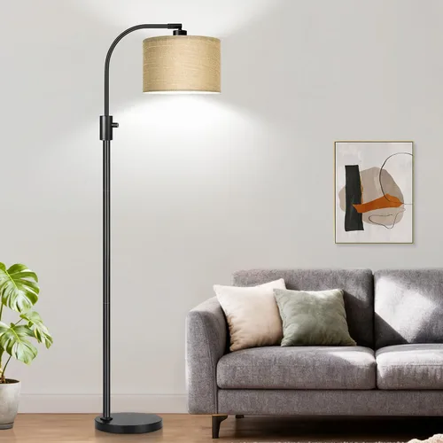 Vista 5 de Nintiue Lámpara de pie moderna de arco regulable con pantalla champán, bombilla LED de 1200 lúmenes incluida, para sala de estar y lectura
