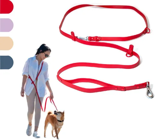 Vista 9 de Correa de perro resistente manos libres para perros medianos a grandes para correr cómodamente caminar Cierre de hebilla Mango acolchado suave