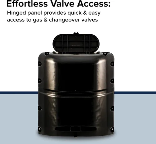 Vista 9 de Camco Cubierta de tanque de propano individual para cámper/RV - Cuenta con un panel superior extraíble y un diseño de polímero de servicio pesado
