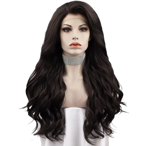 Vista 7 de IMSTYLE Peluca rubia con encaje frontal, pelucas de cabello sintético de onda larga para mujer, línea capilar natural, cabello rubio seguro al Rubio
