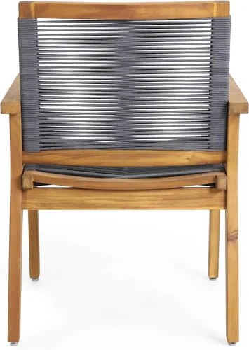 Vista 11 de Christopher Knight Home Tracy Silla de comedor de madera de acacia para exteriores con asientos de cuerda (juego de 2), teca y gris oscuro Acabado