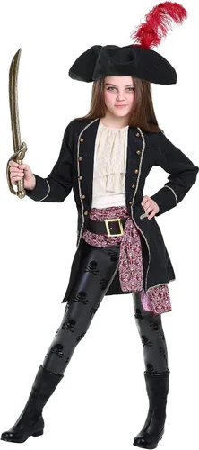 Vista 2 de Buccaneer Pirate Costume Girls Dress-Up Pirate Jacket Hat Shirt Pants