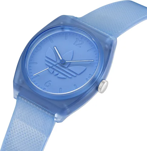 Vista 2 de adidas Reloj con correa de resina azul transparente (Modelo AOST220312I), Azul