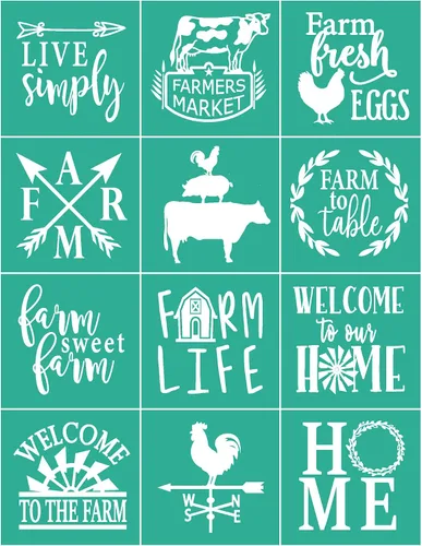 Vista 9 de Plantilla de pantalla de seda de granja, 6 unidades, plantillas de pantalla de seda con temática de animales de granja, plantillas autoadhesivas
