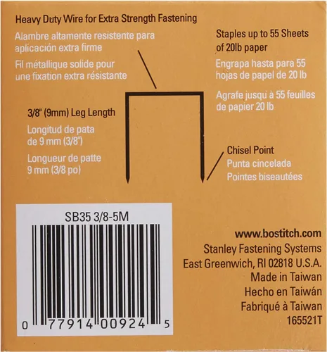 Vista 2 de Bostitch Office Heavy Duty Premium Staples, 25-55 Sheets, 0.375 Inch Leg, 5,000 Per Box (SB353/8-5M)