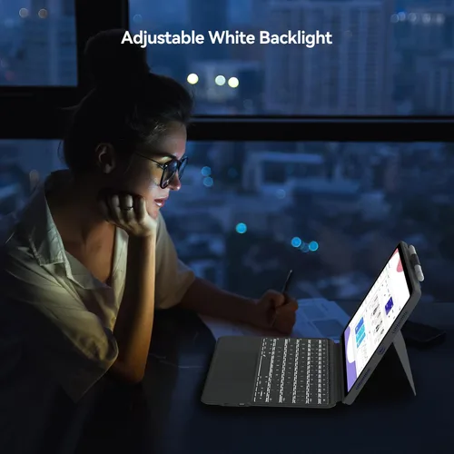 Vista 9 de Funda de teclado para iPad de décima generación: teclado mágico estilo Bluetooth recargable con trackpad incorporado, teclas retroiluminadas, diseño