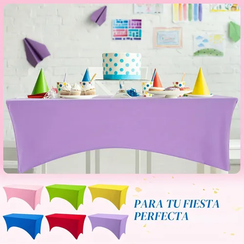 Vista 5 de Preboun Paquete de 6 manteles de elastano para mesa, elásticos de 6 pies