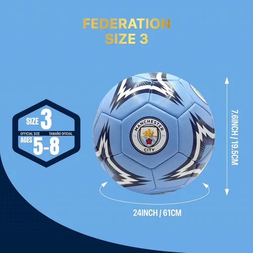 Vista 4 de Icon Sports Balón de fútbol oficial del Manchester City FC, MC154BLT, color blanco, talla 3