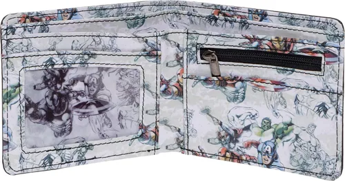Vista 2 de Marvel Comics - Cartera plegable con estampado interior de personajes para hombre Avengers Classic