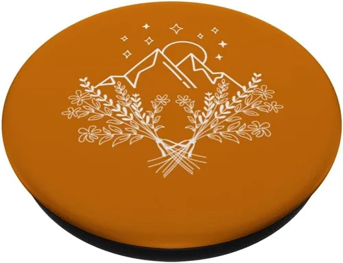 Vista 2 de Mountains Peaks Abstract Outdoor Nature Landscape Orange PopSockets intercambiables PopGrip
