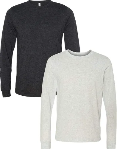 Vista 120 de Canvas Filmore 3501 - Camiseta de 4.2 onzas para hombre manga larga (1) Ceniza + (1) Jaspeado atlético