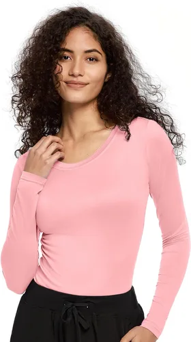 Vista 28 de COZYFIT Underscrub de manga larga para mujer - Blusas de uniforme para enfermeras con cuello redondo y tela suave Blanco