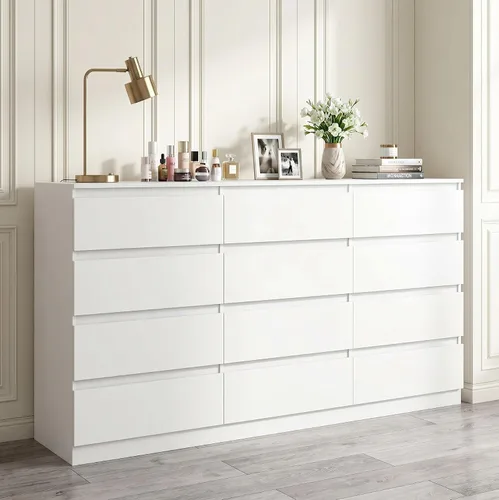 Vista 14 de Spaco Cómoda negra para dormitorio, cómoda moderna de 6 cajones con cajón profundo, amplia cómoda de almacenamiento, muebles organizadores de Negro