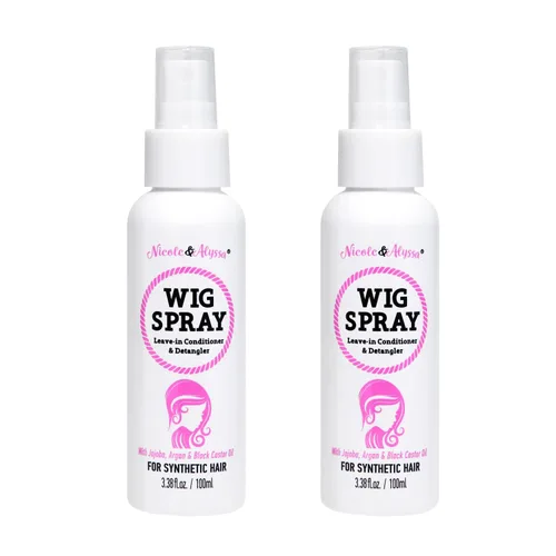 Vista 4 de Nicole & Alyssa - Spray de peluca para cabello sintético - Acondicionador sin enjuague, desenredante, hidratante (tamaño de viaje - paquete de 1)