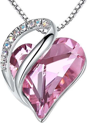 Vista 23 de Leafael - Collares para mujer, dije de corazón de amor infinito con cristales de piedra natal, cadena chapada en plata de 18 + 2 pulgadas, regalo