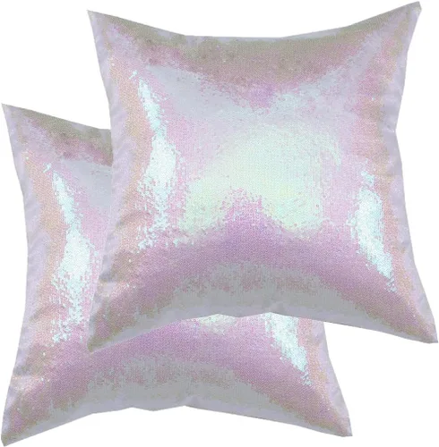 Vista 18 de Poise3EHome - Juego de 2 fundas de almohada de lentejuelas rojas, 18 x 18 Rojo