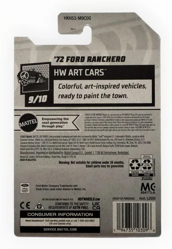Vista 2 de Hot Wheels '72 Ford Ranchero, HW Art Cars 9/10 [rojo Multi] 142/250