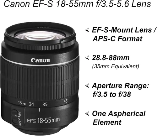 Vista 3 de Canon EOS 2000D / Rebel T7 Cámara DSLR con lente EF-S 18-55mm + tarjeta SanDisk de 32GB + estuche para trípode + lentes gran angular + kit