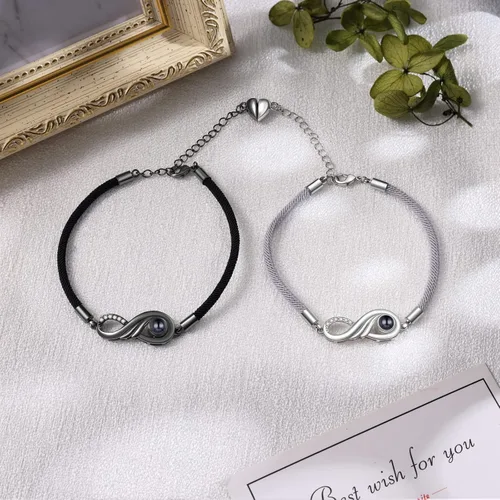 Vista 4 de lagofit Pulseras personalizadas con imagen en el interior, pulseras personalizadas a juego para parejas, pulseras de proyección de fotos, regalos