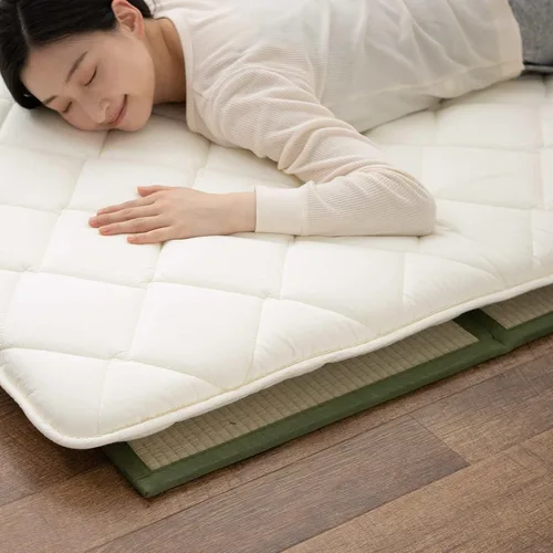 Vista 4 de EMOOR Tapete de tatami japonés King Natural Rush Grass (sin teñir), colchón plegable Igusa para el suelo para dormir, colchón de futón japonés