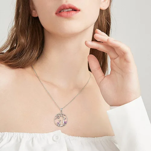 Vista 4 de TANGPOET 925 Sterling Silver Animal Necklace All Cute Animal Pendant Fashion Jewelry Gifts for Women Girls Mother Daughter