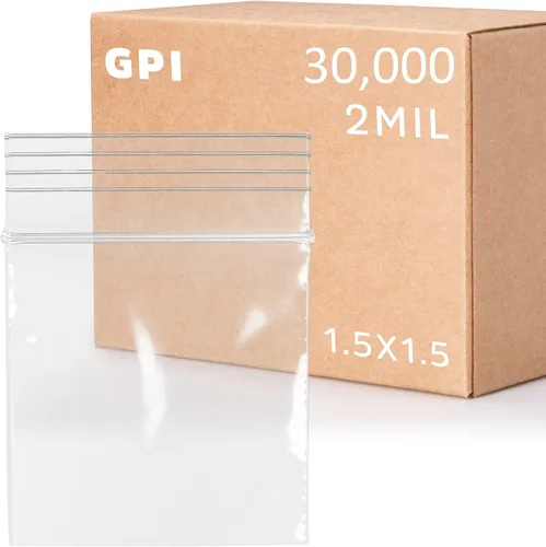 Vista 9 de GPI - Paquete de 100 bolsas de plástico transparente con cremallera de 1 x 1 pulgada de grosor, bolsas de plástico transparente con cierre