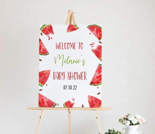 Vista 6 de Personalized Welcome Sign, Editable Baby in Floral Welcome Poster, Spring Flowers Baby Shower Decoration