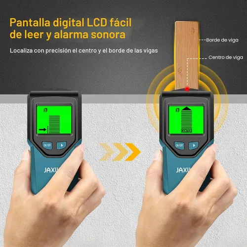 Vista 4 de Escáner de pared con buscador de pernos 5 en 1 con chip inteligente y pantalla LCD HD, detector de vigas para el centro y el borde de madera