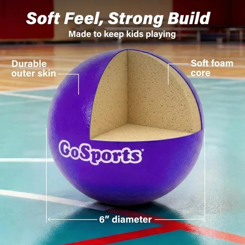 Vista 3 de GoSports Soft Skin Foam Playground Dodgeballs - Set of 6 Includes Mesh Carry Bag