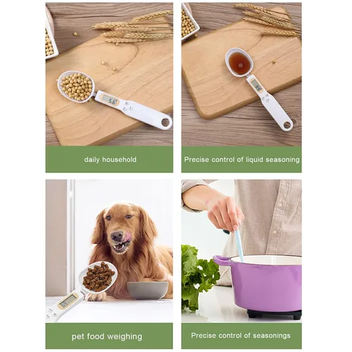 Vista 7 de Báscula digital de cuchara para alimentos, precisión de 17.64 oz/0.00 oz, recargable por USB, pantalla LCD, báscula de cocina compacta para cocinar
