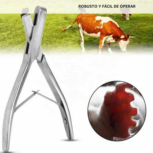 Vista 2 de Muesca de oreja de animal, alicates de acero inoxidable, orejas de cerdo en forma de U, alicates para marcado, pinzas para marca de oreja