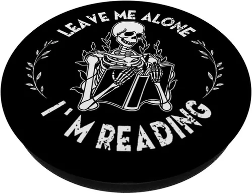 Vista 2 de Leave Me Alone I'm Reading - Libro de lectura de esqueleto, PopSockets intercambiables PopGrip