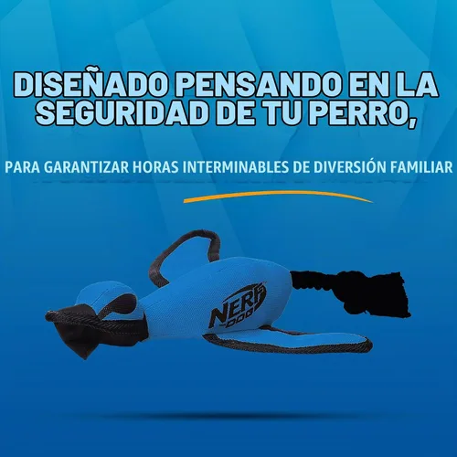 Vista 5 de Nerf Dog gran pato de nylon de lanzamiento con diseño interactivo, azul (3473), para todas las tallas de raza